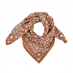 Foulard Petit Format | Fond caramel léopard blanc