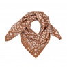 Foulard Petit Format | Fond caramel léopard blanc