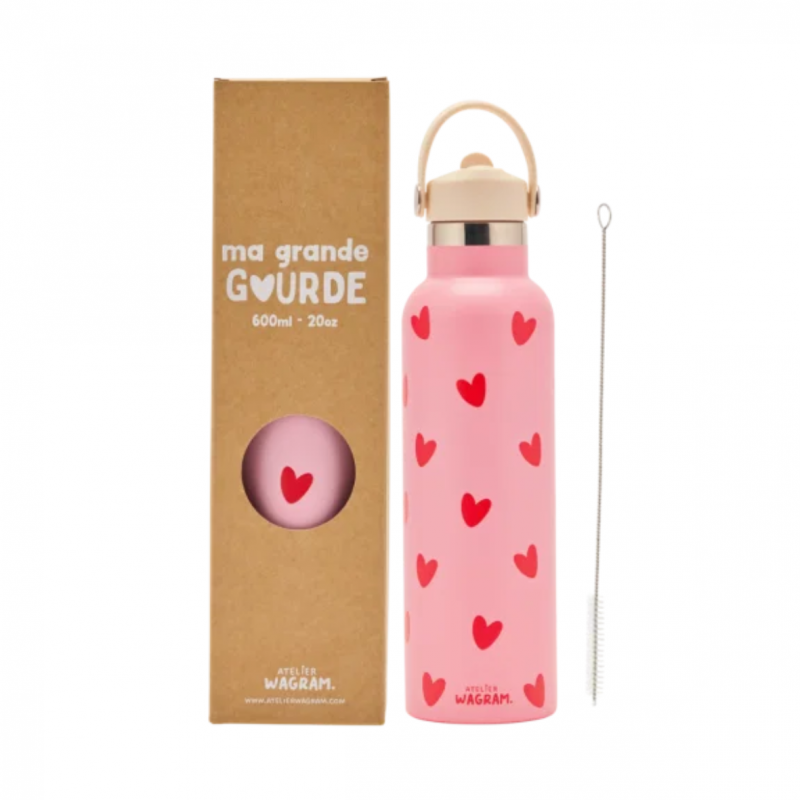 Gourde 600 ml | Cœurs rouge