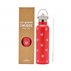 Gourde 600 ml | Cœurs rose