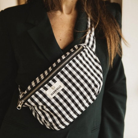Sac banane en coton | Vichy Noir - Gabrielle Paris
