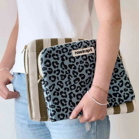 Pochette PC Octave | Olive/Greige - Rose in April