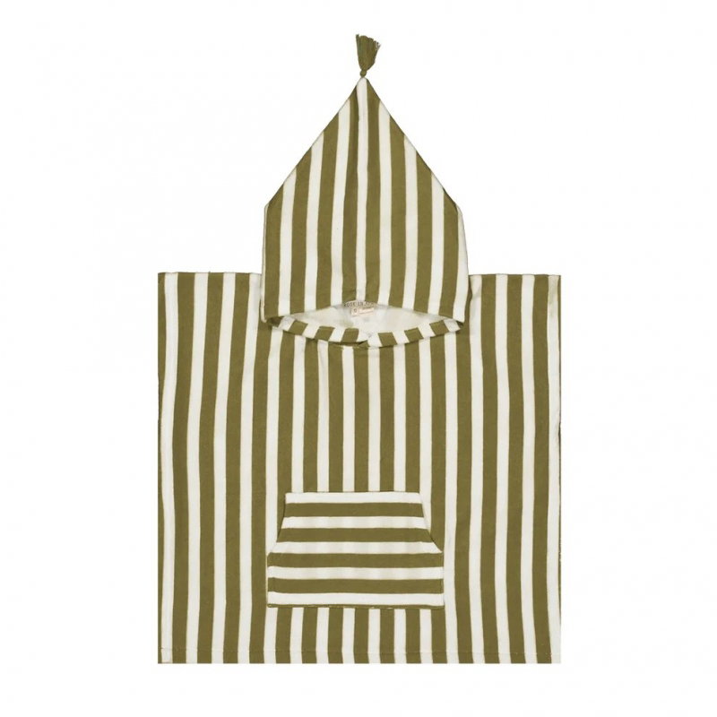 Poncho à rayures 4-6 ans | Kaki