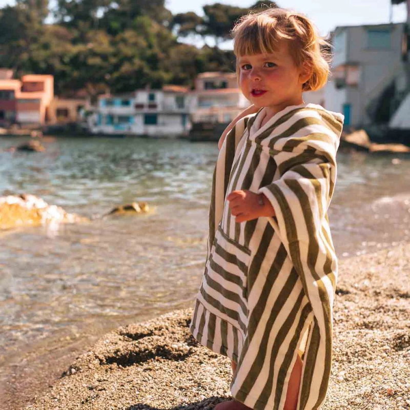 Poncho à rayures 4-6 ans | Kaki