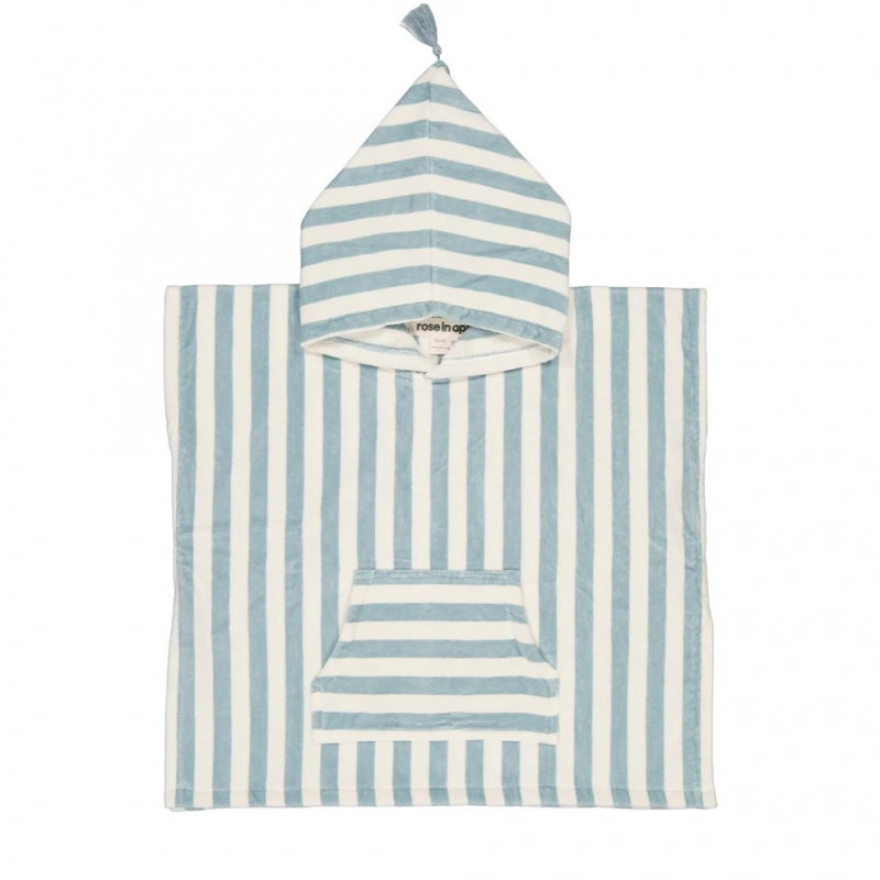 Poncho à rayures 4-6 ans | Bleu cloud