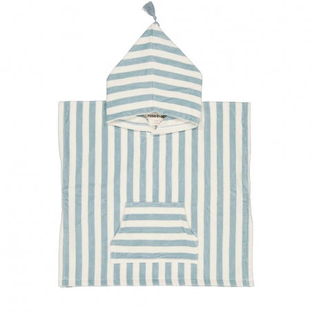 Poncho à rayures 4-6 ans | Bleu cloud - Rose in April