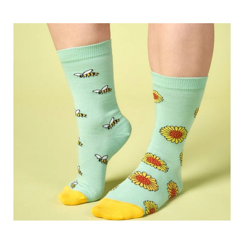 Chaussettes dépareillées abeilles et tournesols
