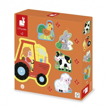 5 puzzles évolutifs | Ferme - Janod