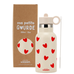 Gourde 350 ml | Ecru coeurs rouges