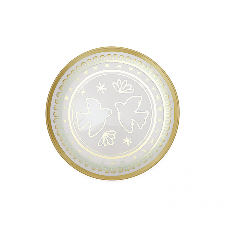 Assiette verre 15 cm | Amour colombe