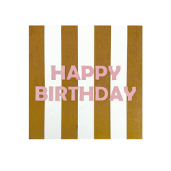 Serviette papier | Happy birthday rayure marron - Opjet