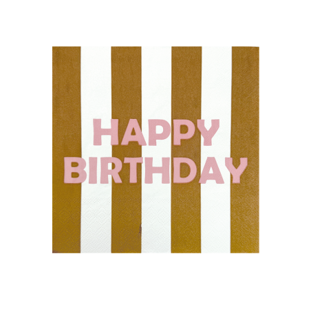 Serviette papier | Happy birthday rayure marron - Opjet