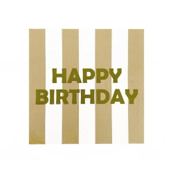 Serviette papier | Happy birthday rayure beige - Opjet