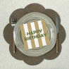 Serviette papier | Happy birthday rayure beige
