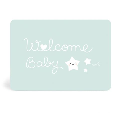 Carte Welcome baby bleu Carte Welcome baby bleu