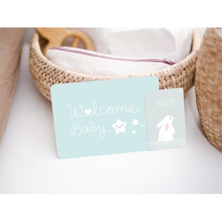 Carte Welcome baby bleu Carte Welcome baby bleu