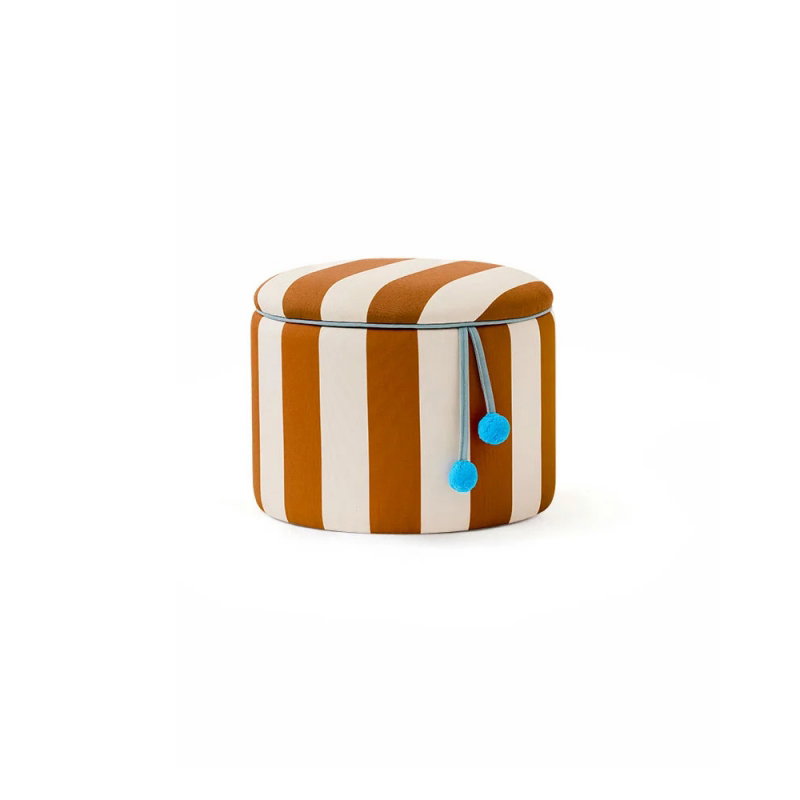 Mini-pouf rond | Rayures Caramel