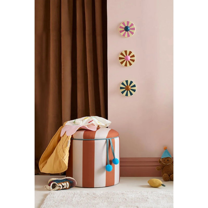 Mini-pouf rond | Rayures Caramel