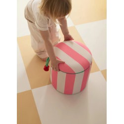 Mini-pouf rond | Rayures Rose