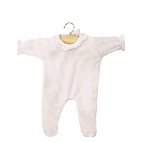 Babies - Dors bien Camille en maille côtelée rose pastel avec dentelle - Minikane