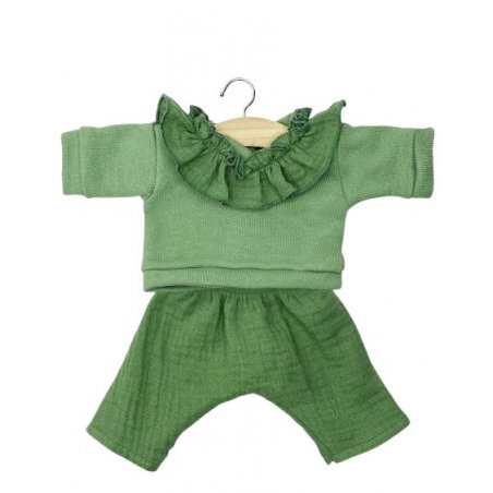 Ensemble Marion avec top en molleton à collerette et pantalon ortie - Minikane