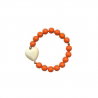 Bracelet enfant perles oranges - Coeur écru