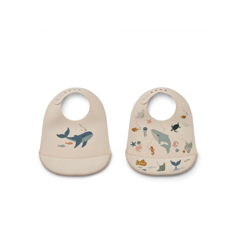 Lot de 2 bavoirs silicone | Creatures de la mer