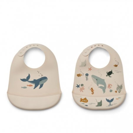 Lot de 2 bavoirs silicone | Creatures de la mer - Liewood