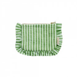 Petite Pochette à volants | Rayures green - Bonheur du jour