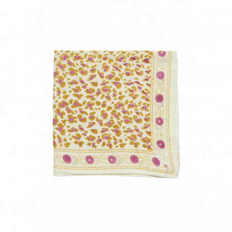 Foulard Indien | Leopard Ecru/kiwi - Bonheur du jour