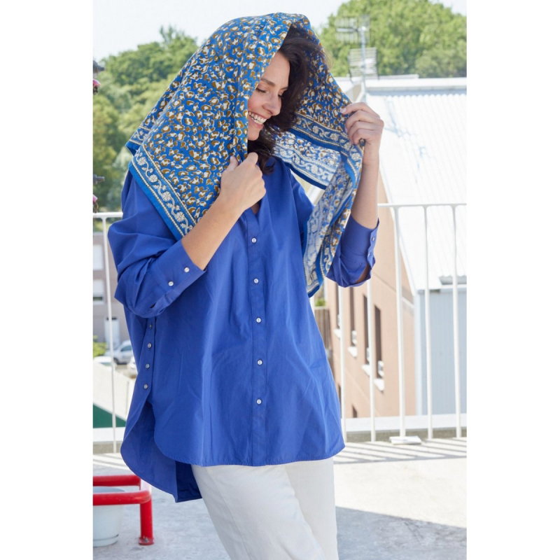 Foulard Indien | Leopard Bleu klein