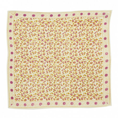 Petit Foulard Indien | Leopard Ecru/kiwi - Bonheur du jour