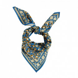 Petit Foulard Indien | Leopard Bleu klein - Bonheur du jour
