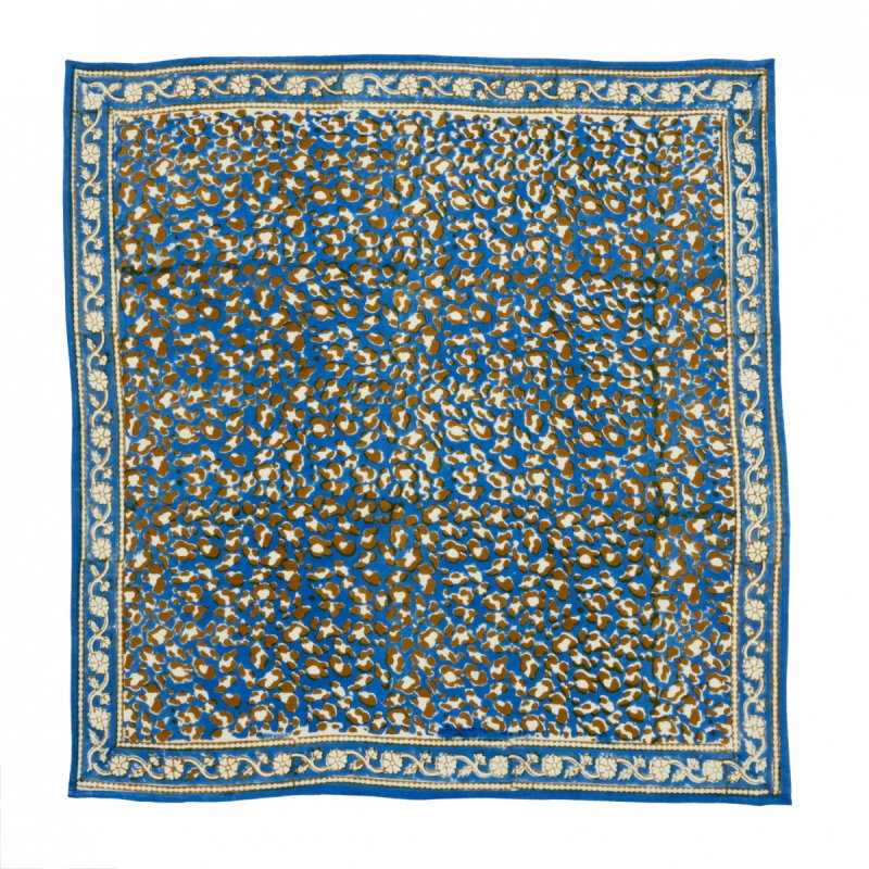 Petit Foulard Indien | Leopard Bleu klein
