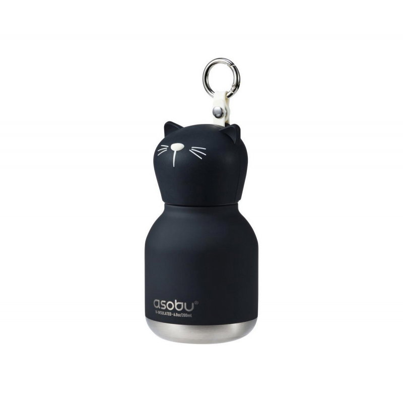 Mini gourde isotherme 200 ml  | Chat noir