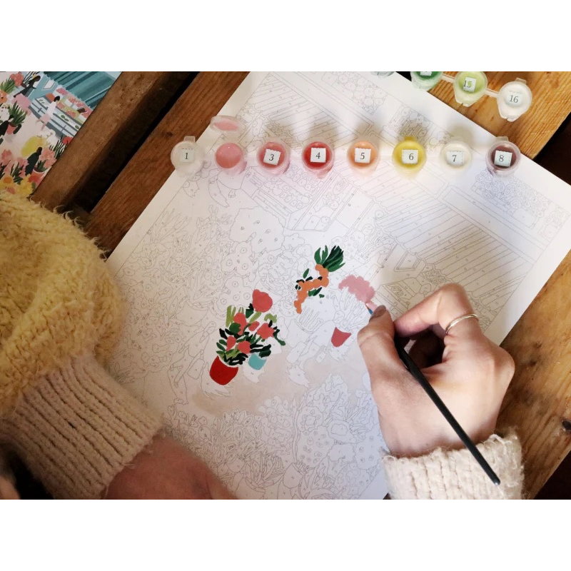 Coffret de peinture au numéro | Flower Market par Zaze Art