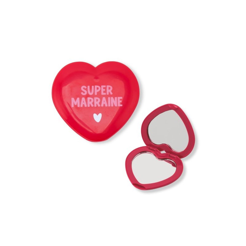 Miroir de poche rouge | Super marraine