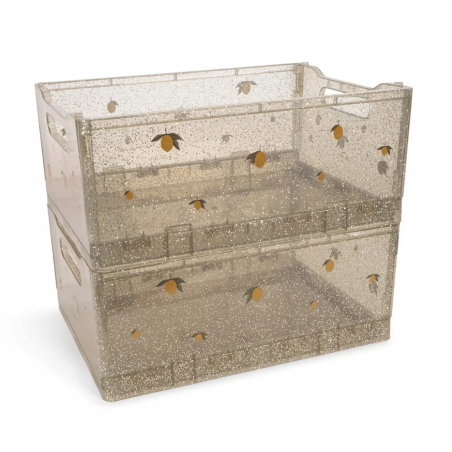 Lot de 2 caisses pailletées | Sparkling Blue - Konges Slojd