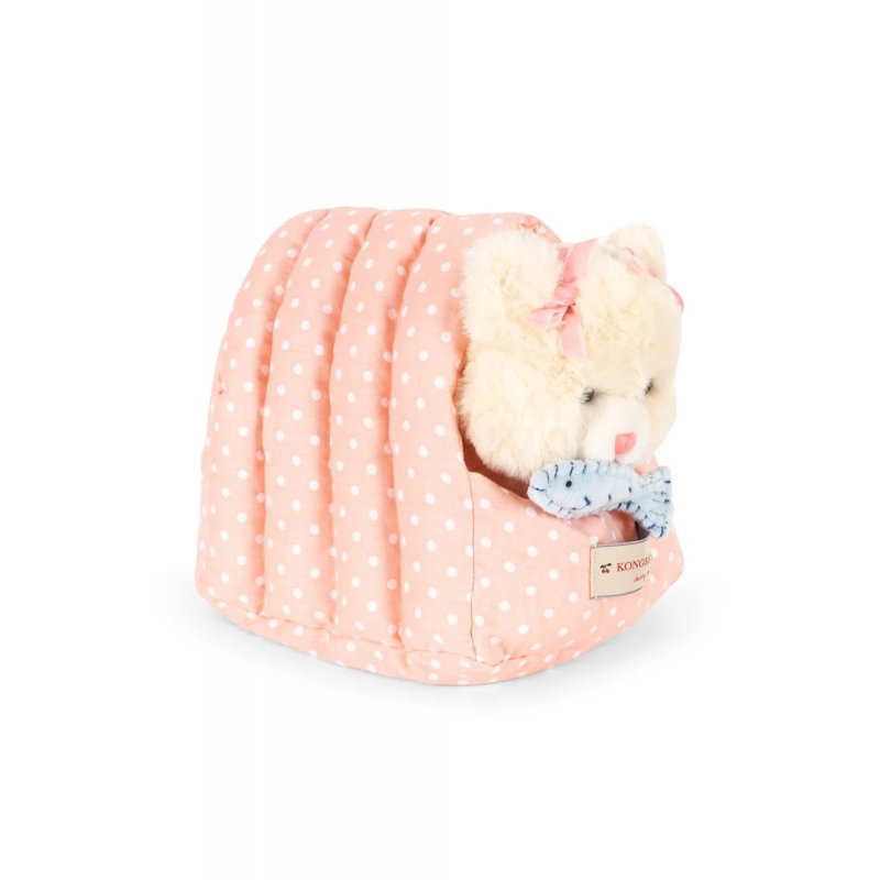 Peluche chat dans son panier
