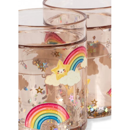 Lot de 2 verres à paillettes | Rainbow Stars - Konges Slojd