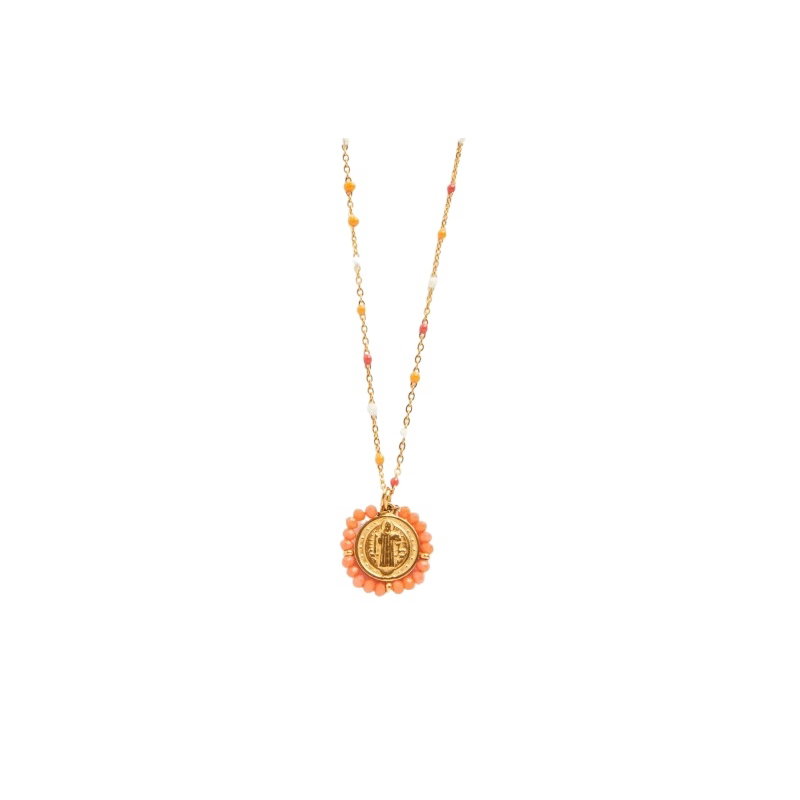 Collier chaîne perlée | Vanille Fraise