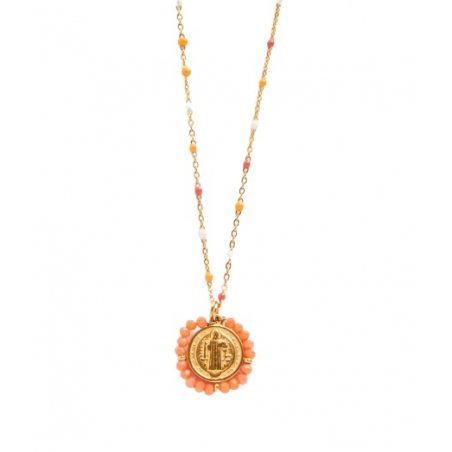 Collier chaîne perlée | Vanille Fraise - Palas