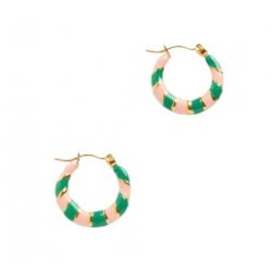 Boucles d'oreilles Twiggy | Vertes et roses