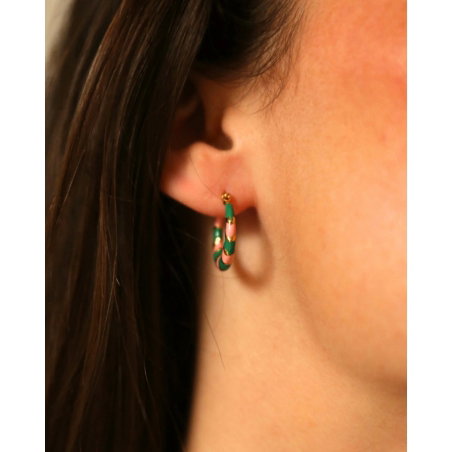 Boucles d'oreilles Twiggy | Vertes et roses - Palas