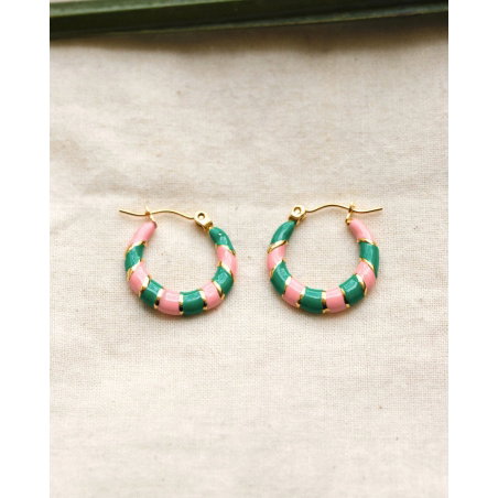Boucles d'oreilles Twiggy | Vertes et roses - Palas