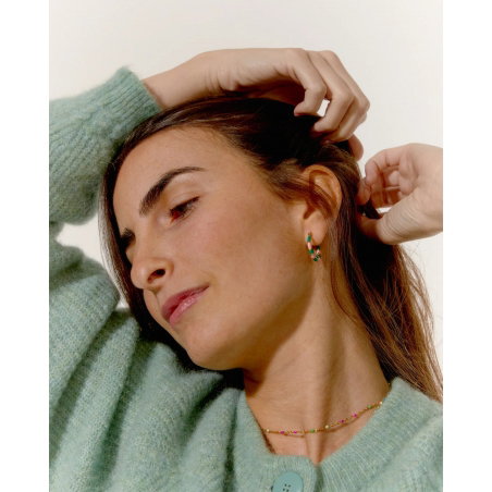 Boucles d'oreilles Twiggy | Vertes et roses - Palas