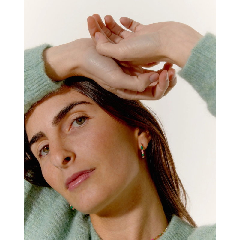 Boucles d'oreilles Twiggy | Vertes et roses