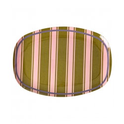 Grande assiette rectangulaire | Stripe Delight - Rice