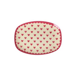 Petite assiette rectangulaire | Coeurs rouges - Rice