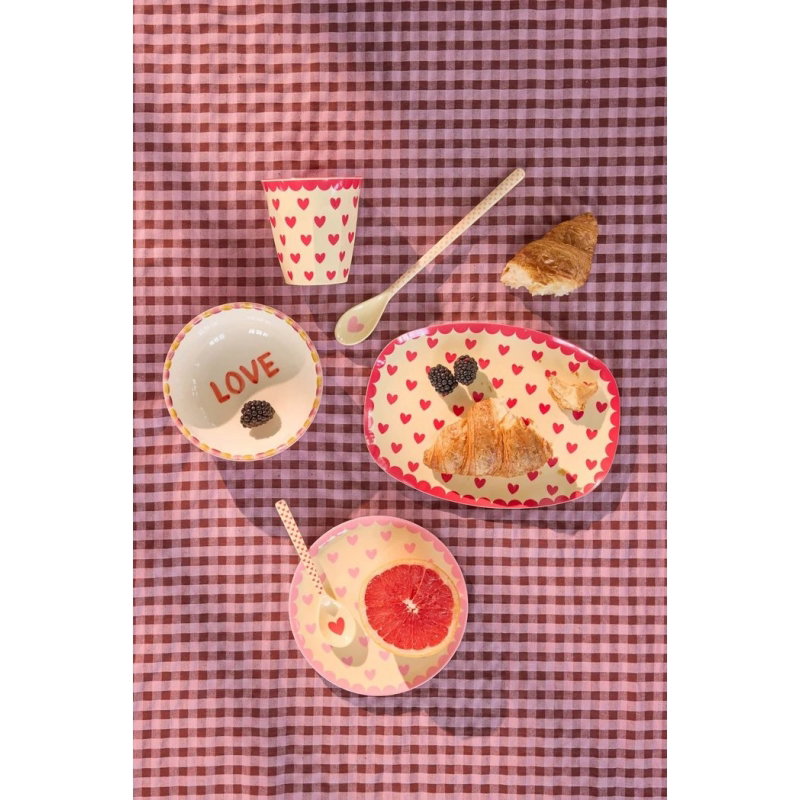 Petite assiette rectangulaire | Coeurs rouges